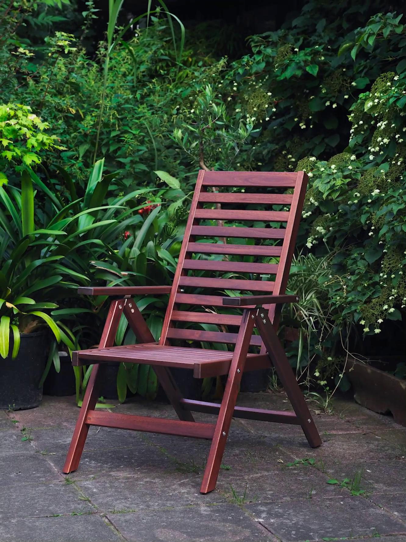 ÄPPLARÖ reclining chair, outdoor foldable brown stained - IKEA