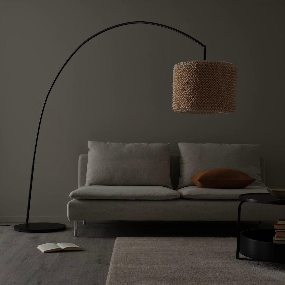 LERGRYN / SKAFTET floor lamp base, arched beige/black - IKEA