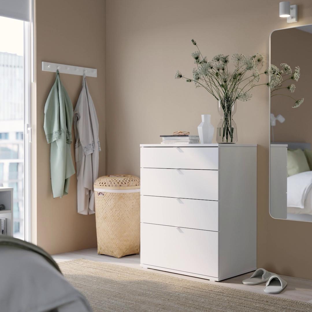 VIHALS chest of 6 drawers white/anchor/unlock-function - IKEA