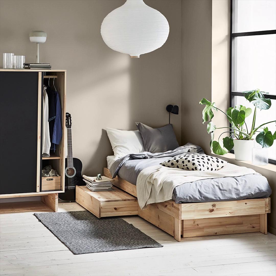 GLAMBERGET extendable bed with storage pine - IKEA