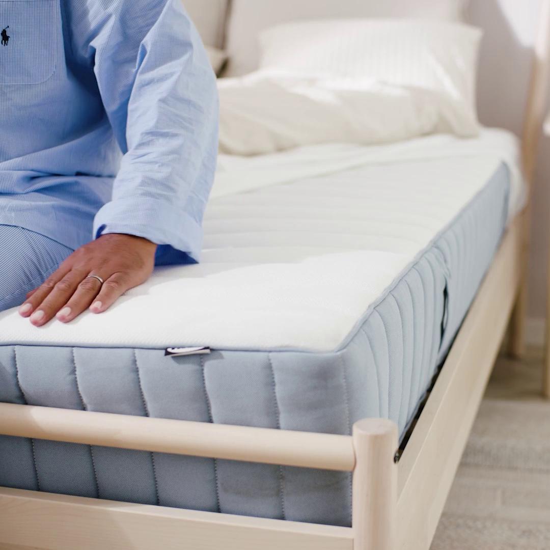 VALEVÅG pocket sprung mattress firm/light blue - IKEA