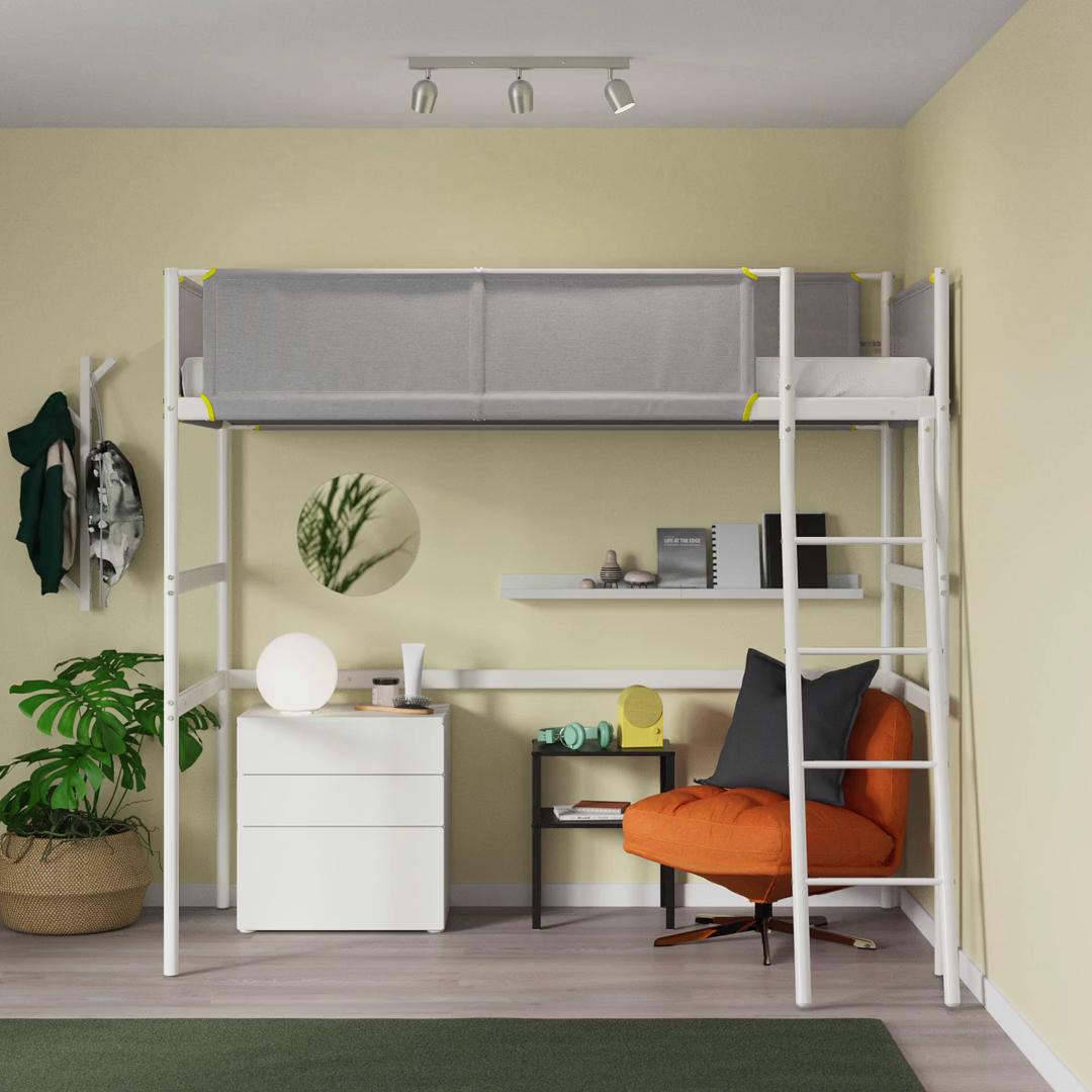 VITVAL loft bed frame white/light grey - IKEA