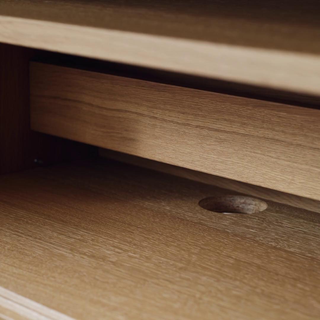 STOCKHOLM 2025 TV bench with sliding doors oak veneer - IKEA
